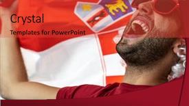  Presentation with flag - Colorful slide set enhanced with croatian fan celebrating with flag backdrop and a red colored foreground