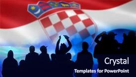  Presentation with soccer fans - PPT theme featuring croatian flag - silhouette of croatia supporter fans background and a navy blue colored foreground