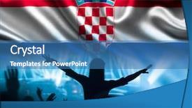  Presentation with soccer fans - Amazing slides having croatian flag - silhouette of croatia supporter fans backdrop and a teal colored foreground