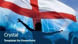  Presentation with soccer fans - Audience pleasing PPT theme consisting of croatian flag - silhouette of england supporter fans backdrop and a ocean colored foreground