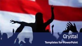  Presentation with soccer fans - Slides featuring croatian flag - silhouette of england supporter fans background and a ocean colored foreground