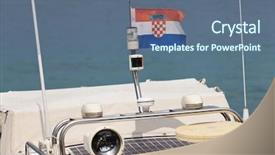  Presentation with yacht - Presentation design featuring croatian flag on a yacht background and a ocean colored foreground
