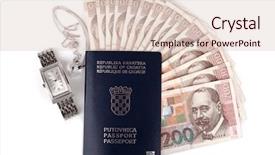  Presentation with passport - Beautiful theme featuring croatian passport with valuables isolated backdrop and a lemonade colored foreground