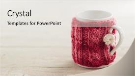  Presentation with crochet - Presentation theme having crochet - cup in sweater background and a white colored foreground
