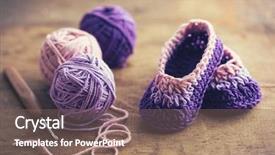  Presentation with crochet - Audience pleasing slide set consisting of crochet baby booties backdrop and a violet colored foreground