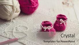  Presentation with crochet - Theme featuring crochet baby booties background and a light gray colored foreground