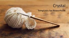  Presentation with crochet - Slide deck featuring crochet hook on wooden background background and a coral colored foreground