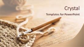  Presentation with crochet - Slides enhanced with crochet hook on wooden background background and a lemonade colored foreground