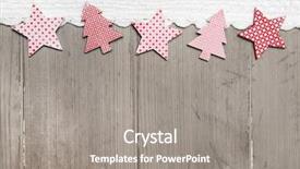  Presentation with crochet - Colorful presentation enhanced with crochet strip on wooden background backdrop and a gray colored foreground