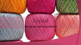  Presentation with crochet - Beautiful theme featuring textile weaving - crochet thread of many colors backdrop and a red colored foreground