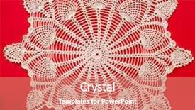  Presentation with crocheted - PPT layouts consisting of crocheted doily background and a coral colored foreground