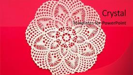  Presentation with crocheted - Amazing PPT layouts having crocheted doily backdrop and a red colored foreground