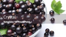  Presentation with currant - Slide deck with crockery with black currant isolated on a white background background and a tawny brown colored foreground