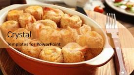  Presentation with chicken - Presentation design featuring crockpot-with-delicious-chicken-cordon background and a gold colored foreground