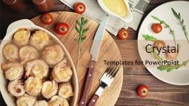  Presentation with chicken - Audience pleasing slide deck consisting of crockpot-with-delicious-chicken-cordon backdrop and a coral colored foreground