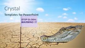  Presentation with climate change - Presentation with crocodile-in-the-parched-landscape background and a light blue colored foreground