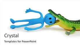  Presentation with crocodile - Slides consisting of crocodile killing smilie - isolated on white background and a white colored foreground