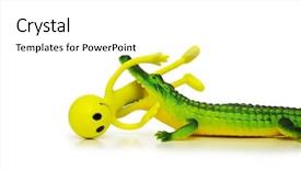  Presentation with crocodile - Presentation design enhanced with crocodile killing smilie - isolated on the white background and a white colored foreground