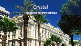  Presentation with luxury hotel - Colorful presentation theme enhanced with croisette promenade in cannes france backdrop and a ocean colored foreground