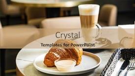  Presentation with cappuccino - Amazing slide set having croissant-and-cappuccino backdrop and a coral colored foreground