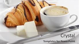  Presentation with croissant - Slides consisting of croissant butter and coffee background and a  colored foreground