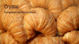  Presentation with breakfast sandwich - Beautiful PPT theme featuring croissant fresh baked croissants breakfast backdrop and a gold colored foreground