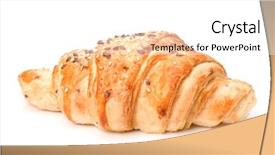  Presentation with croissant - Colorful slides enhanced with close up of a little owl athene noctua with a black background backdrop and a dark gray colored foreground