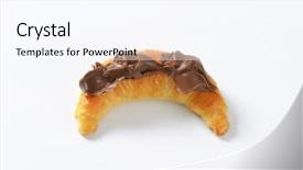  Presentation with croissant - PPT layouts with croissant topped with chocolate cream on white background background and a pink colored foreground