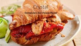  Presentation with french pastry - Audience pleasing theme consisting of croissant-with-grilled-pepper backdrop and a coral colored foreground