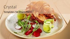  Presentation with french pastry - Beautiful theme featuring croissant-with-grilled-pepper backdrop and a coral colored foreground