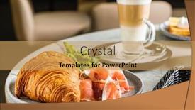  Presentation with croissant - Presentation theme consisting of croissant-with-ham-and-coffee background and a yellow colored foreground