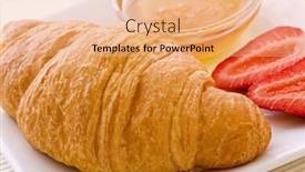  Presentation with croissant - Colorful presentation theme enhanced with croissant-with-honey-and-strawberry backdrop and a coral colored foreground
