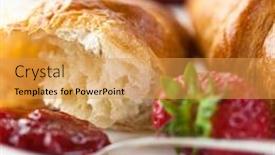  Presentation with croissant - Slides featuring croissant with raspberry jam background and a yellow colored foreground