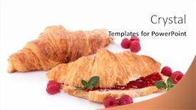 Presentation with croissant - Audience pleasing PPT theme consisting of croissant with raspberry backdrop and a white colored foreground