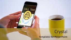  Presentation with taxi - PPT theme featuring crop circles 3d - computer icon of taxi background and a gold colored foreground