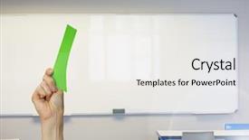  Presentation with green screen - Cool new slide set with crop duster - hand holding green card backdrop and a  colored foreground