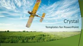 Presentation with pesticide - Cool new presentation theme with crop duster airplane flies low backdrop and a sky blue colored foreground