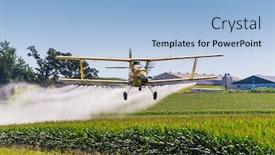  Presentation with field - Cool new slide deck with crop-duster-applies-chemicals backdrop and a light blue colored foreground