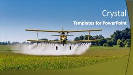  Presentation with crop duster - PPT theme enhanced with crop-duster-applies-chemicals background and a teal colored foreground