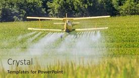  Presentation with chemicals - Amazing slide set having crop-duster-applies-chemicals backdrop and a yellow colored foreground