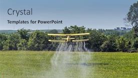  Presentation with crop duster - Presentation design consisting of crop-duster-applies-chemicals background and a light blue colored foreground