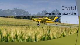  Presentation with crop duster - PPT theme having crop-duster-applies-chemicals background and a light blue colored foreground