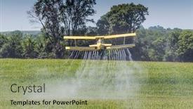  Presentation with crop duster - Presentation design featuring crop-duster-applies-chemicals background and a mint green colored foreground