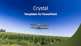  Presentation with crop duster - Cool new PPT theme with crop-duster-applies-chemicals backdrop and a dark gray colored foreground