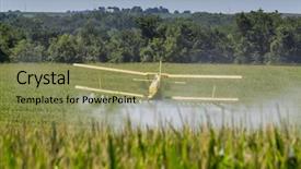  Presentation with crop duster - PPT theme featuring crop duster applies chemicals background and a coral colored foreground