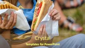  Presentation with crop - Audience pleasing presentation theme consisting of crop-girl-in-casual-clothes backdrop and a tawny brown colored foreground