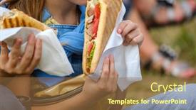  Presentation with crop - PPT theme featuring crop-girl-in-casual-clothes background and a tawny brown colored foreground