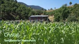  Presentation with old metal sheet roof texture - Presentation theme featuring crop in a mountain area background and a tawny brown colored foreground