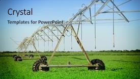  Presentation with sprinkler system - Presentation design with crop irrigation using the center background and a light blue colored foreground