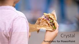  Presentation with parchment - Slide set featuring crop-kid-holding-parchment background and a coral colored foreground